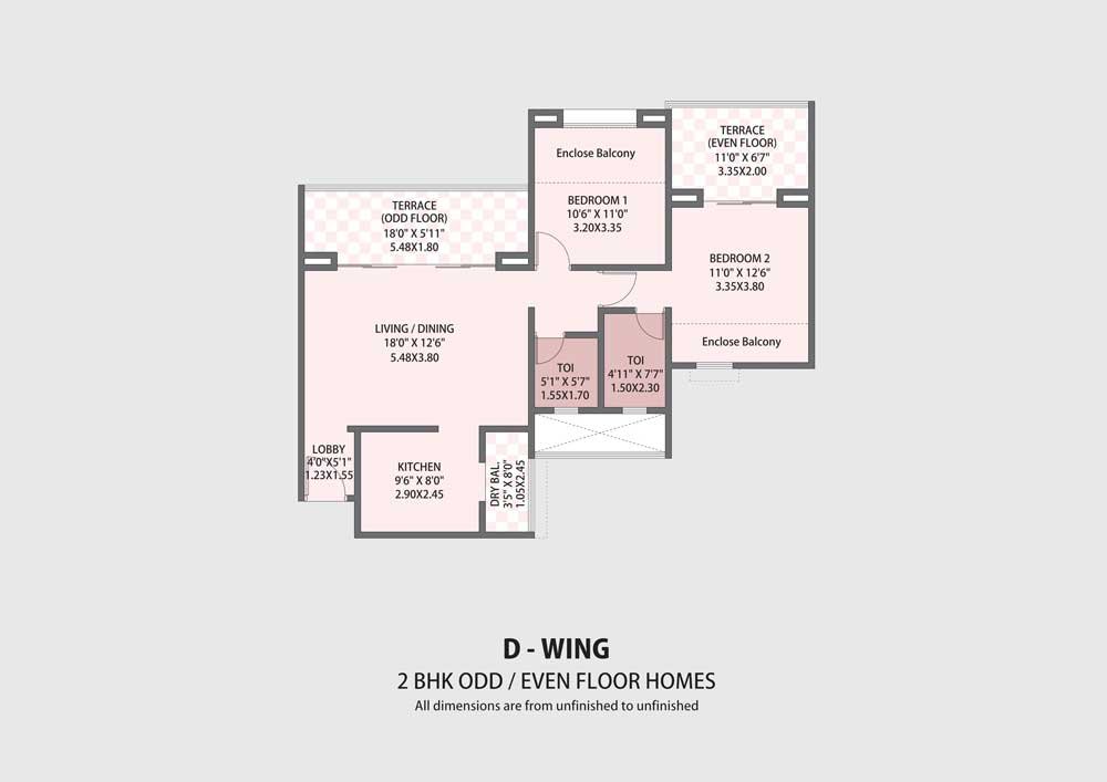 Pethkar Siyona Punawale 2 BHK Floor Plan
