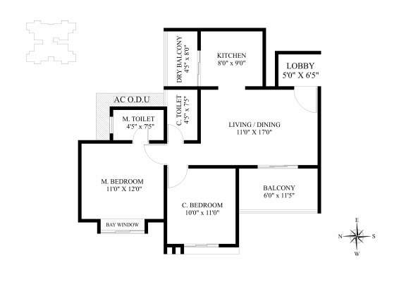 Codename DND Punawale 2 BHK Floor Plan
