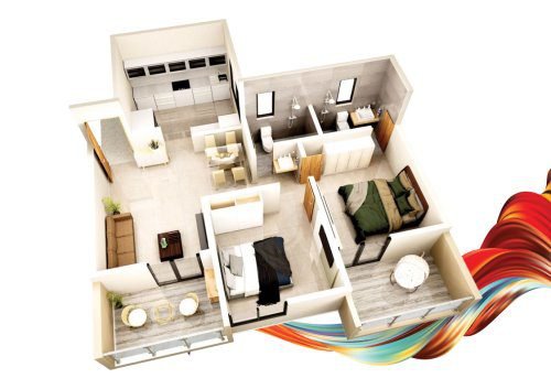 Basil Flora Kiwale 2 BHK Floor Plan