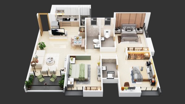 Visoka Keystone Tathawade 3 BHK Floor Plan
