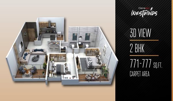 Ceratec West Winds Hinjewadi 2 BHK Floor Plan