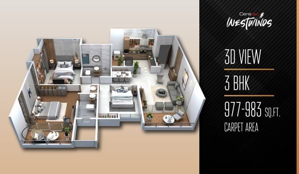 Ceratec West Winds Hinjewadi 3 BHK Floor Plan