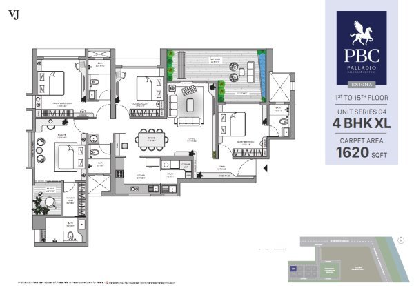 VJ Palladio Balewadi Central 4 BHK Floor Plan
