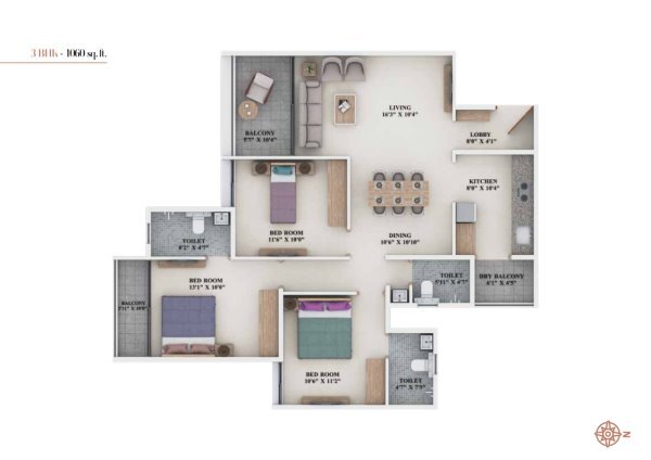 Signature Ritz Wakad 3 BHK Floor Plan