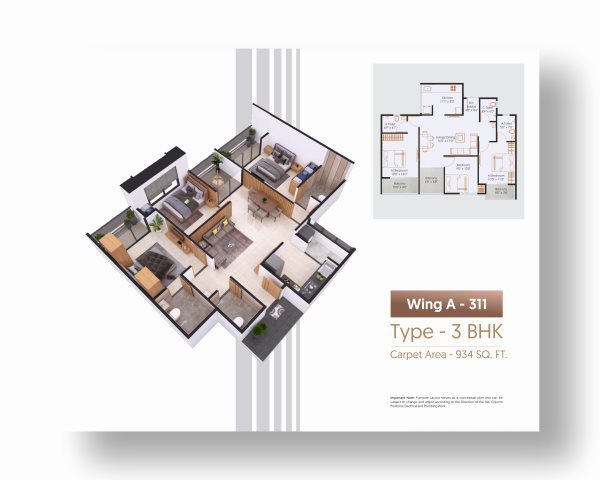 Nexus Skydale Punawale 3 BHK Floor Plan