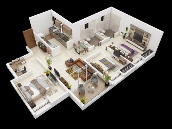 Kalcon Zenone Wakad 3 BHK FLoor Plan