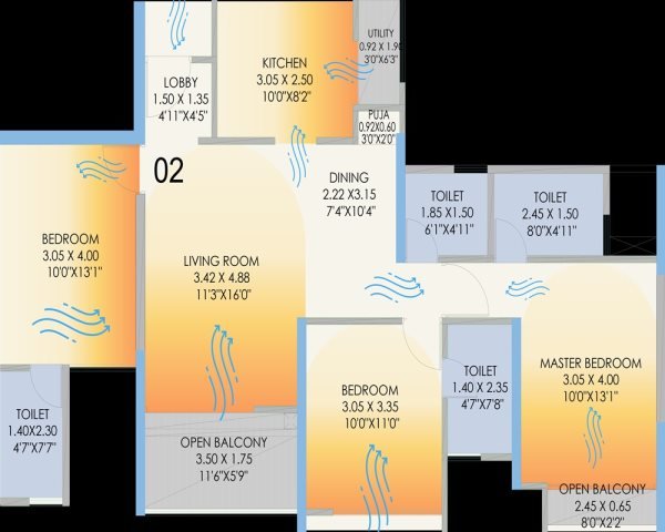 Aishwaryam Codename Fashion 3 BHK Floor Plan