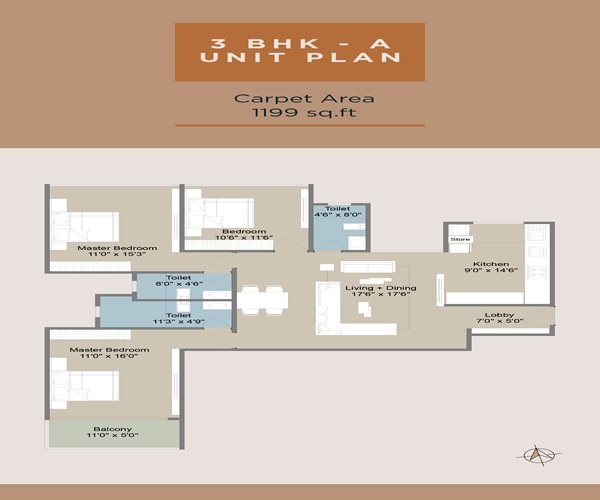 Codename Pride of Chinchwad 3 BHK Floor Plan