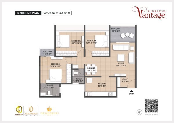 Rudraksh Vantage Punawale 3 BHK FLoor Plan
