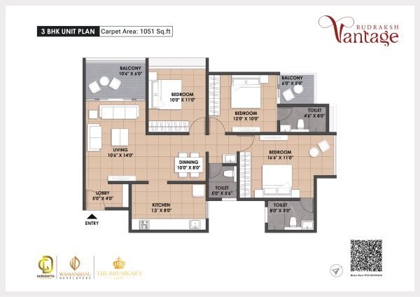 Rudraksh Vantage Punawale 3 BHK Floor Plans