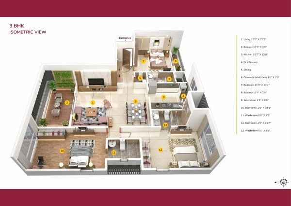 17 East Balewadi 3 BHK Floor Plan