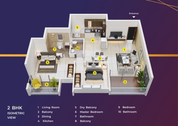 AR Atlas Wakad 2 BHK Floor Plan
