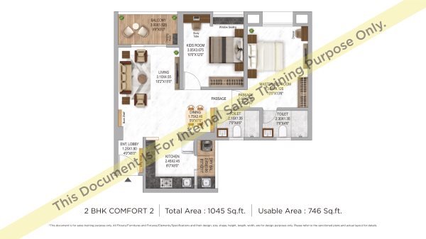Krisala 41 Zoy Hinjewadi 2 BHK Floor Plan