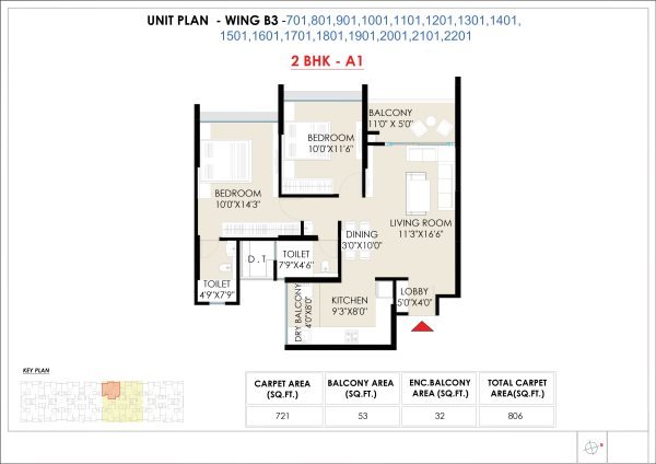 Saniket The Rising Ravet Kiwale 2 BHK Floor Plan