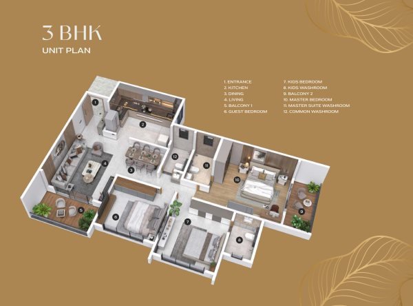 The Arista Pimple Nilakh 3 BHK Floor Plan