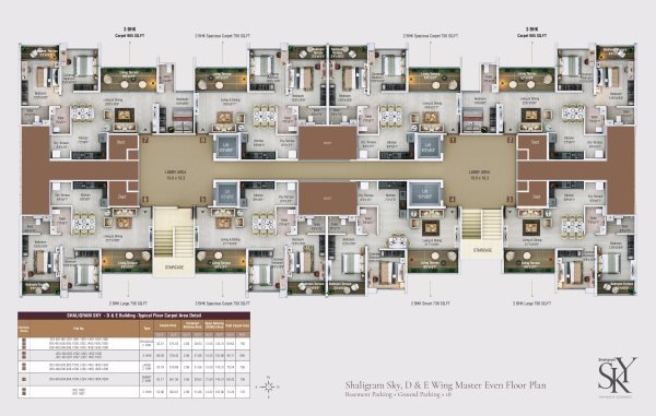 Shaligram Sky Ravet Kiwale 2 and 3 BHK Floor Plan