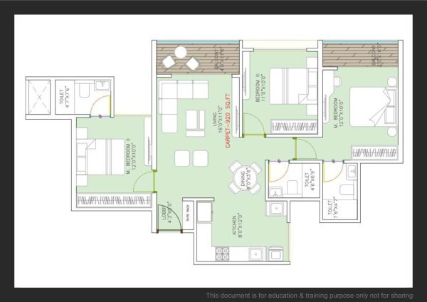 City One Kiwante Kiwale 3 BHK Floor Plan