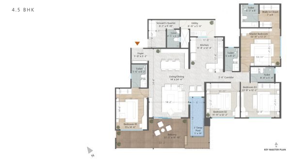Bramha Sun Valley Bavdhan 2 BHK Floor Plan