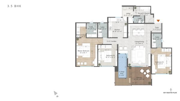 Bramha Sun Valley Bavdhan 3 BHK Floor Plan