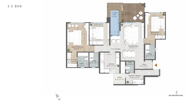 Bramha Sun Valley Bavdhan 4.5 BHK Floor Plan