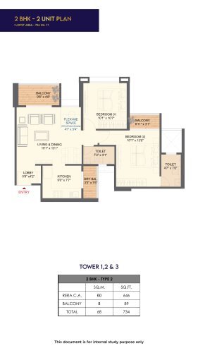 Saheel Landmarc Hinjewadi Phase 3 2 BHK Floor Plan
