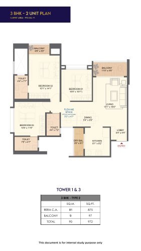 Saheel Codename First Mover Hinjewadi 3 BHK Floor Plan