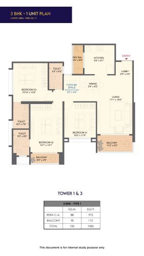 Saheel Landmarc Hinjewadi Phase 3 3 BHK Floor Plan