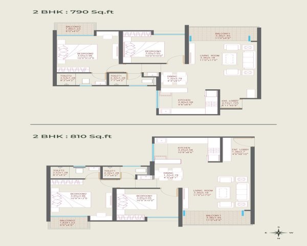 Sonai Clara Ravet 2 BHK Master Floor Plan