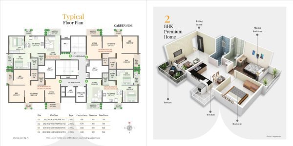 Arkaa Galaxy Ravet 2 BHK Floor Plan