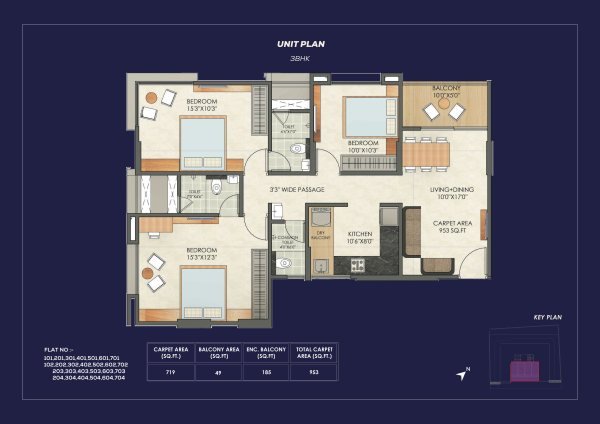 Suyog Siyona Kiwale 3 BHK Floor Plan