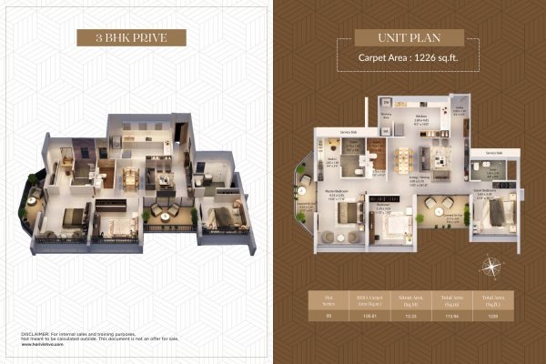 Harivishva Skyfinia Tathawade 3 BHK Floor Plan