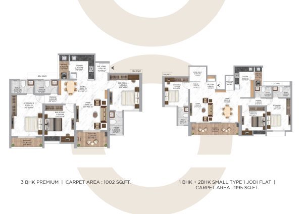 Krisala Zoy Plus Hinjewadi 3 BHK and Simplex Master Floor Plan