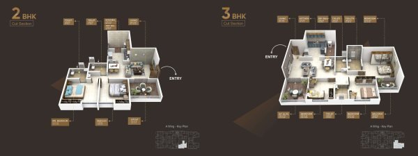 Sonigara Concord Ravet 2 and 3 BHK Floor Plan
