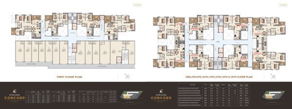 Sonigara Concord Ravet 1, 2 and 3 BHK Floor Plan